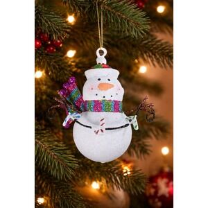 Glitter Snowman Christmas Ornament Candy Cane Garland Holiday Decor